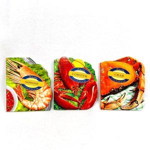 Three Vintage Seafood Mini Board Cookbooks: Shrimp/Lobster/Crab - VGC